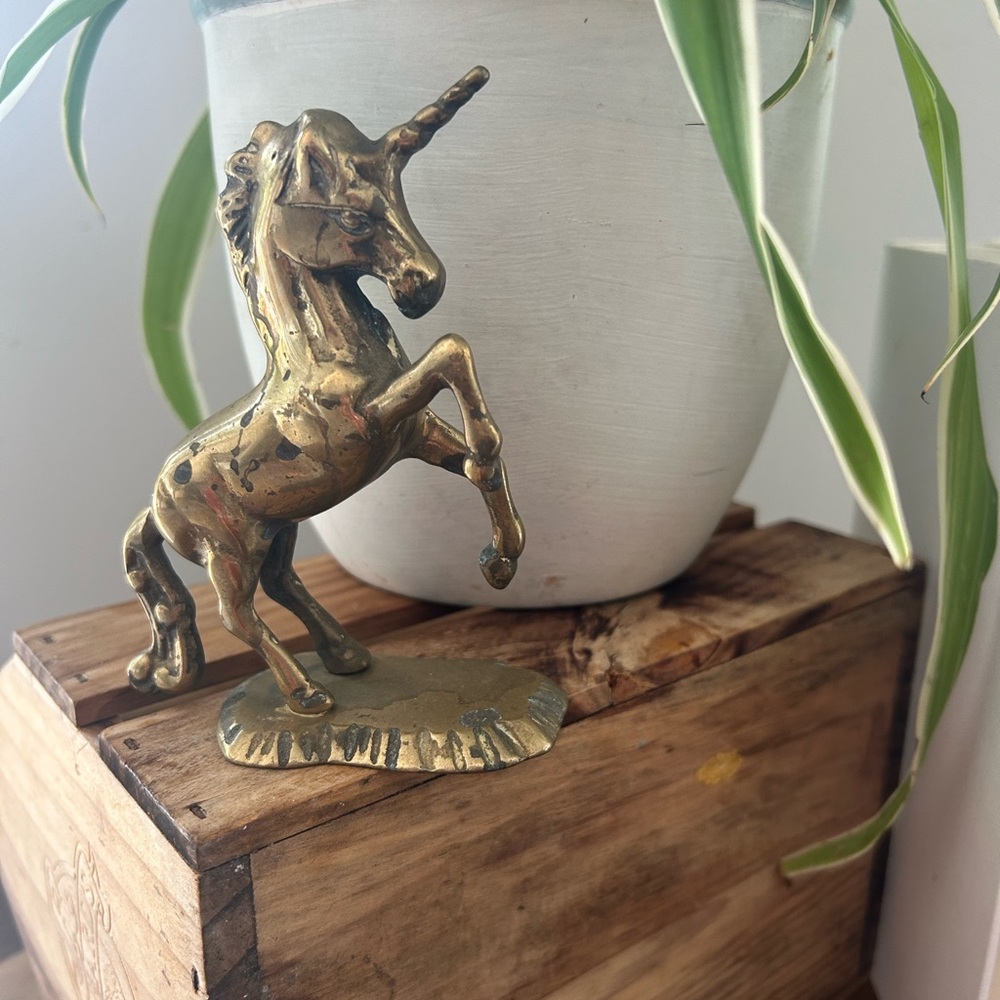 Vintage Copper-Brass Unicorn Horse Figurine on back legs